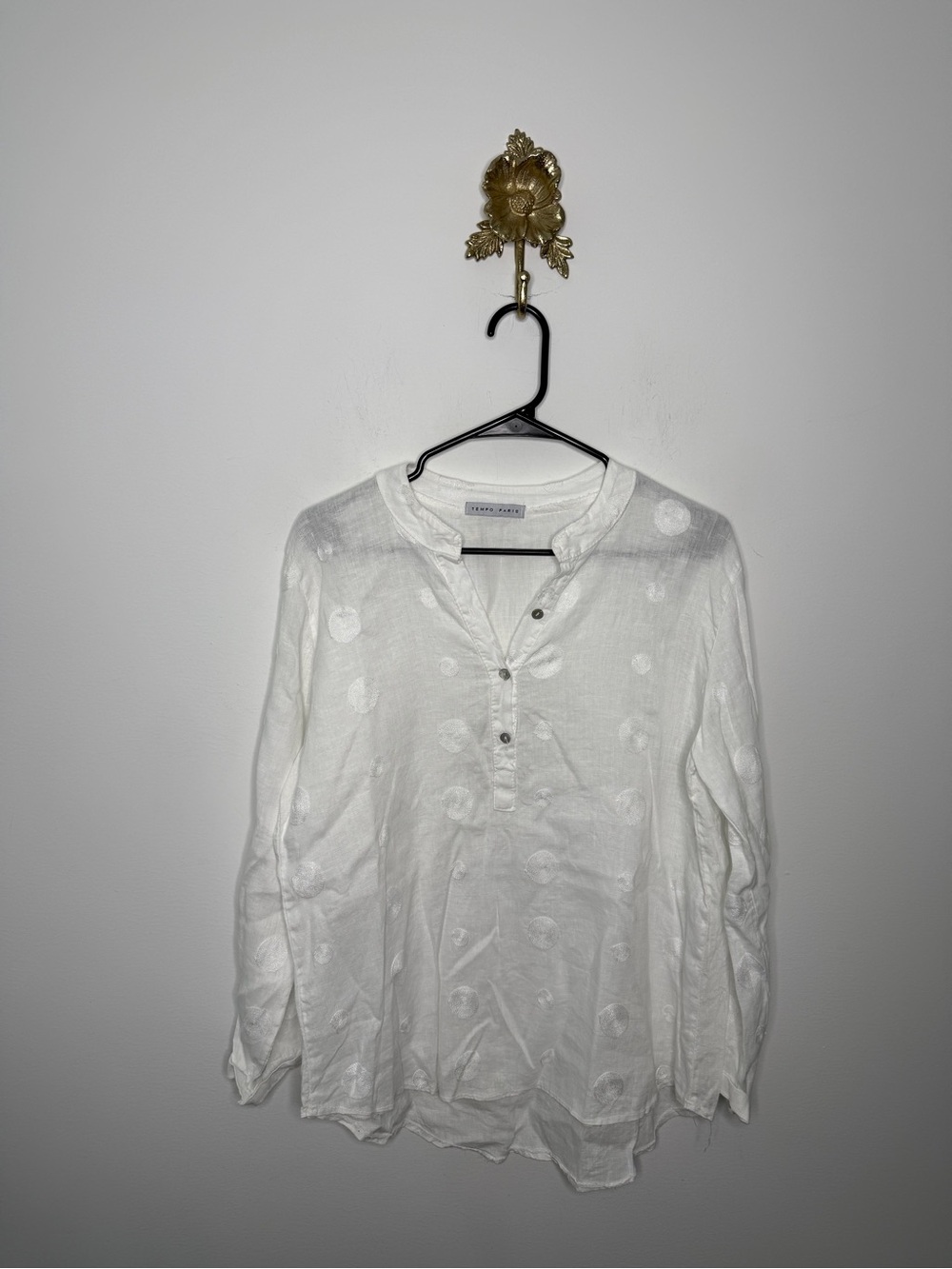 Tempo Paris Linen Blend Henley Top M